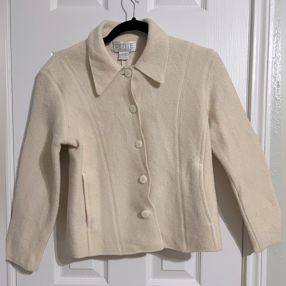 Petite Sophisticate Cream Pea Coat